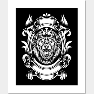 Lion black white tatto Posters and Art